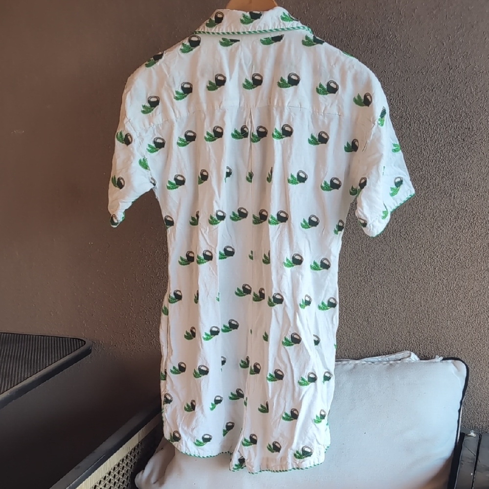 FARM Rio Green and White Playful Button Down Jumpsuit Size M - Picture 8 of 9